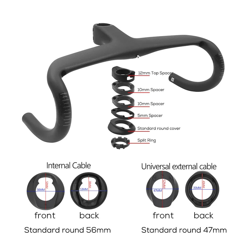 Full Internal Cable Road Bike Handlebar Carbon Integrated Cockpit OD1 Handlebar