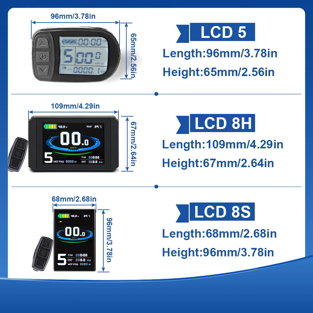 Electric Bicycle Display 24V 36V 48V 72V SM/Waterproof for Ebike Conversion Kit