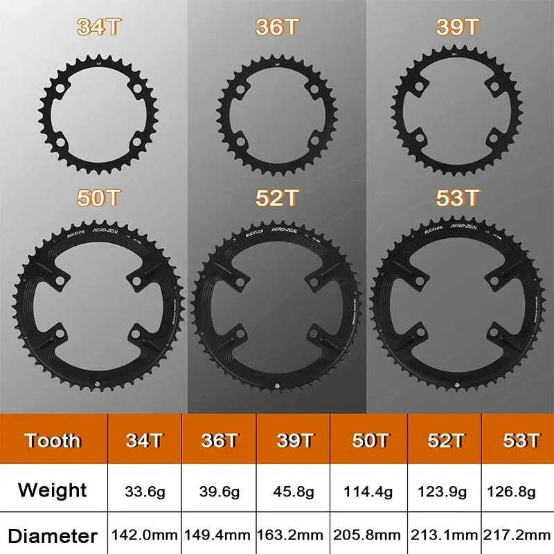 Ultralight Double Chainring for Road Bike 110BCD 50-34T 52-36T 53-39T Bicycle Cr
