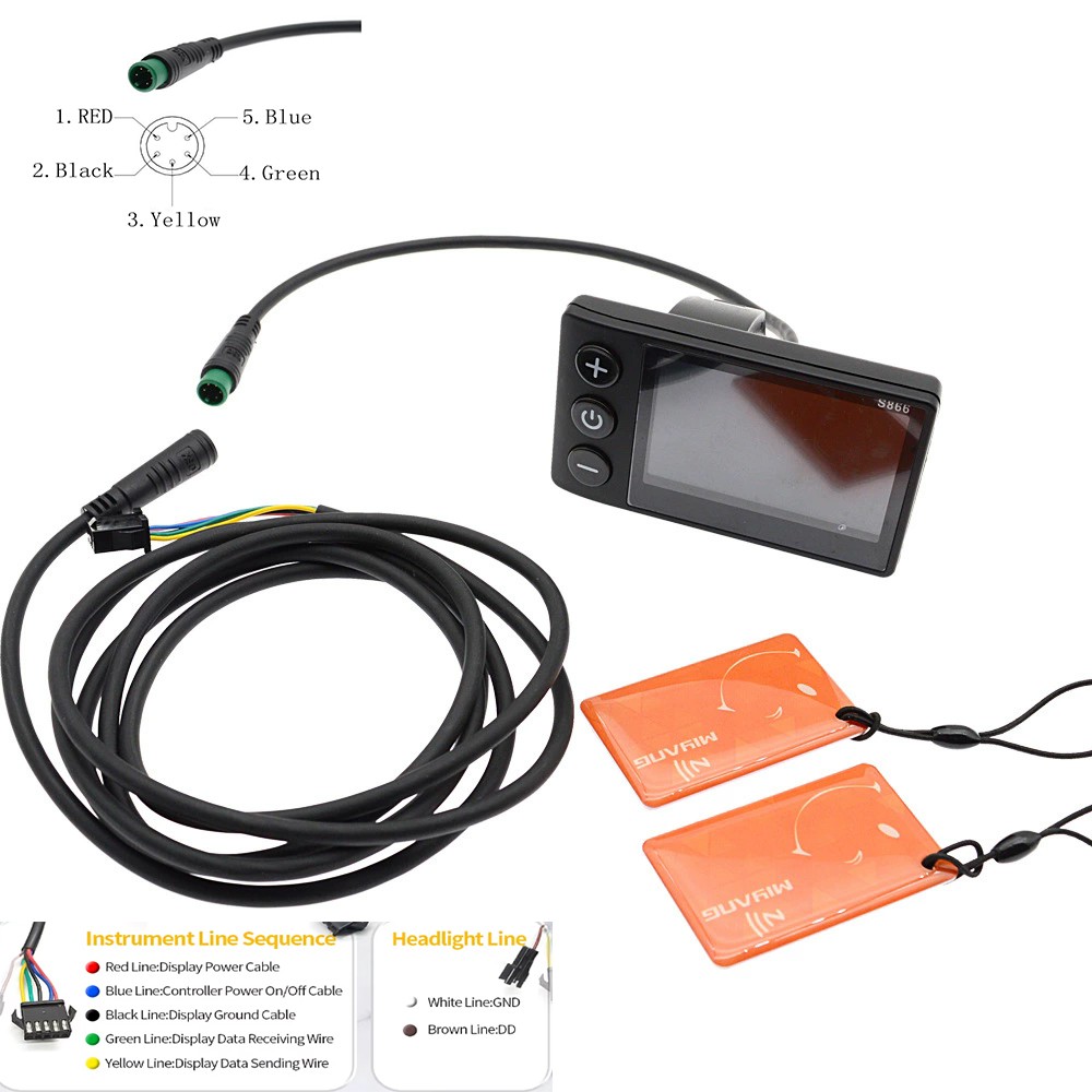 E-Bike 24V 36V 48V 60V S866 LCD Display Screen Control Panel with NFC Function