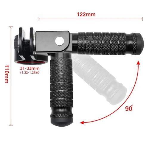 M8 Motorcycle Foot Rests Fit 1.22-1.29in Motorbike Brackets Foldable Foot Black