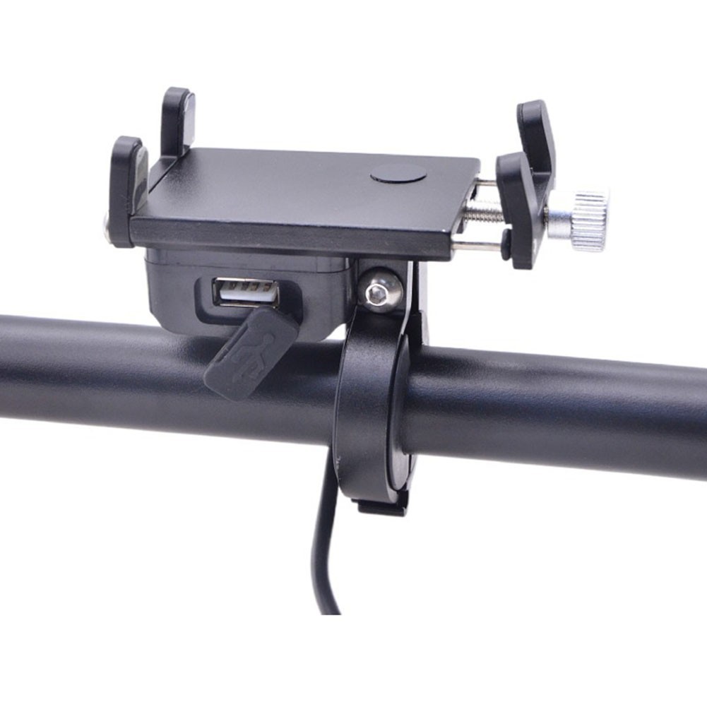 Compact Aluminum Alloy Ebike Phone Mount with USB Charging for Motorcycle