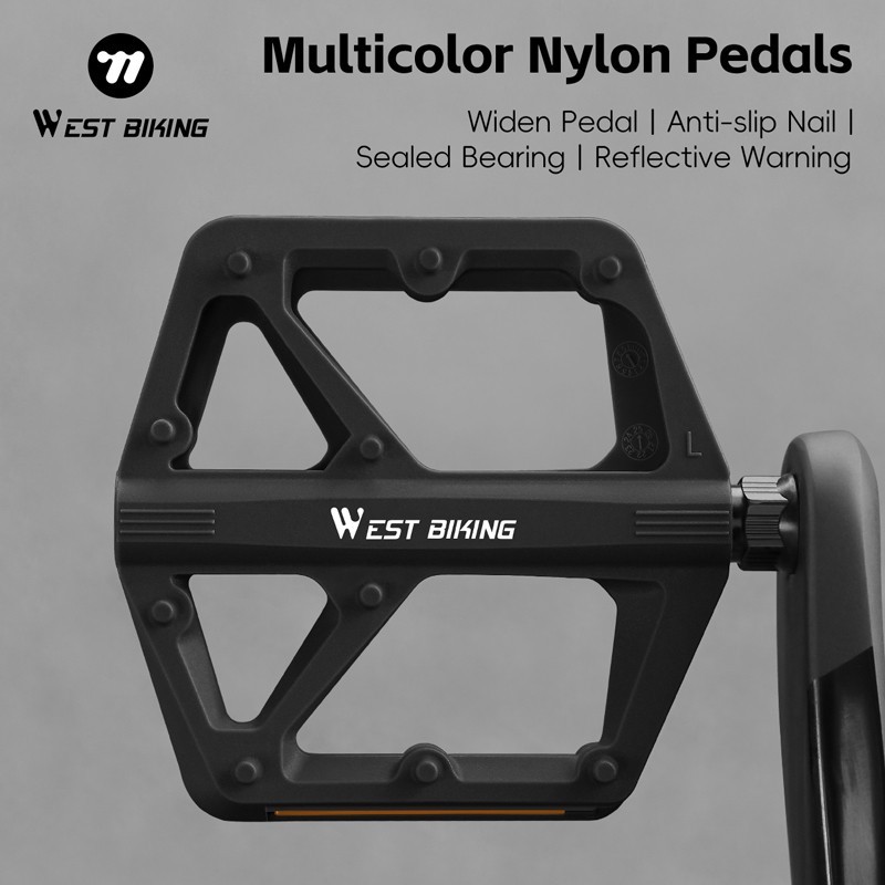 WEST BIKING Nylon Bicycle Pedals DU Sealed Bearing 9/16″ Bike Flat Pedals A Pair