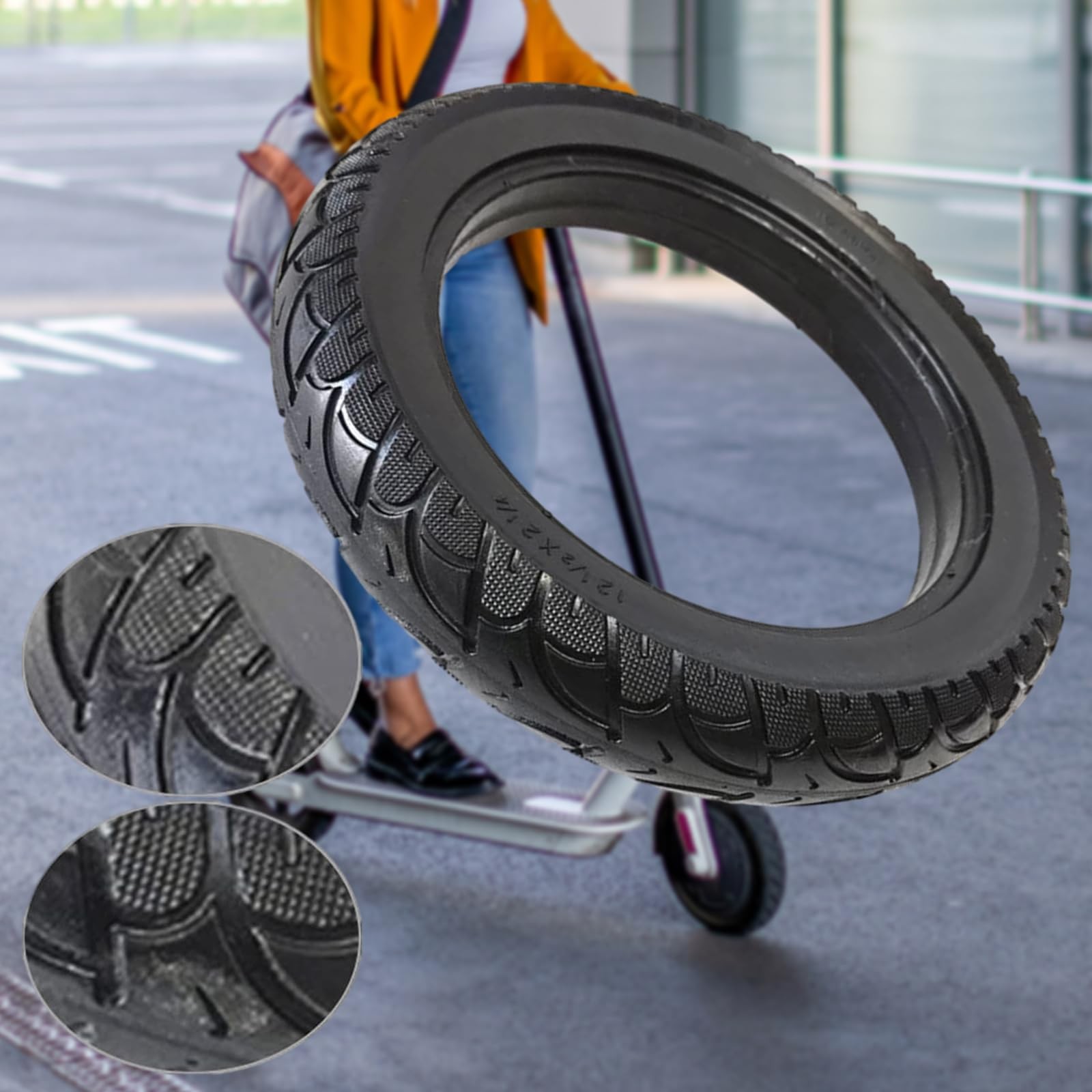 Lioaeust 2Pcs 12 Inch Solid Tyre 12 1/2X2 1/457-203 For Electric Bike Scooter
