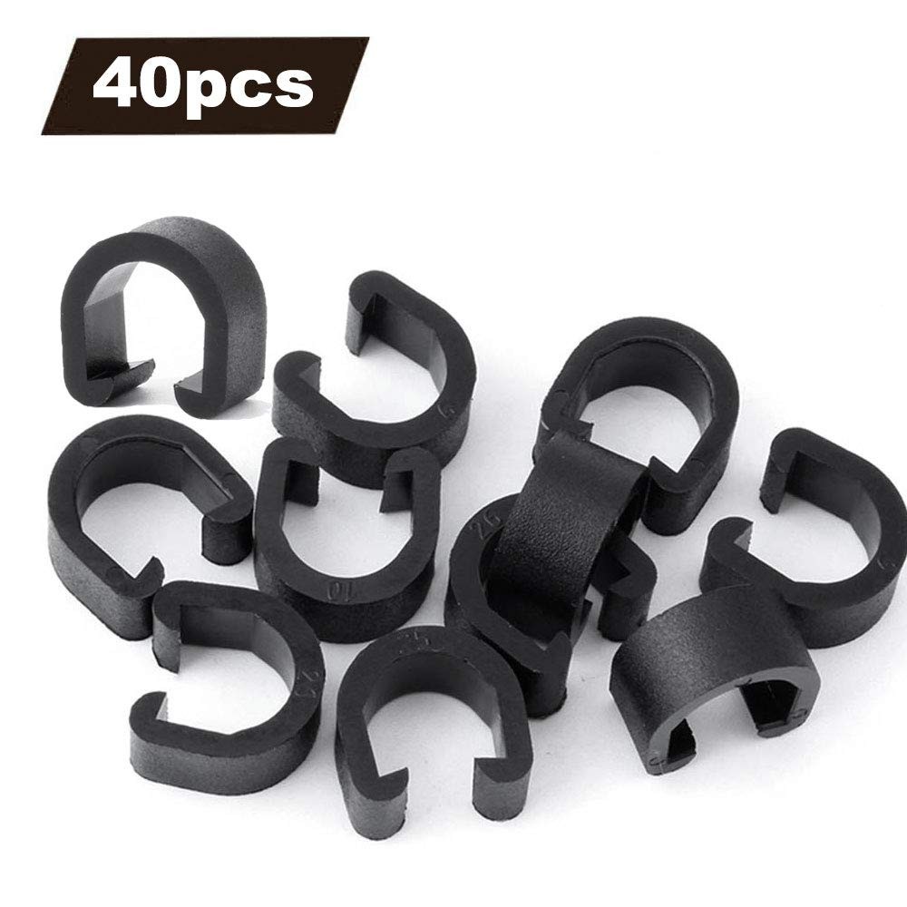 Saipe 40pcs Plastic Bicyc le C-Clips Clamps Housing Hose Guide Black