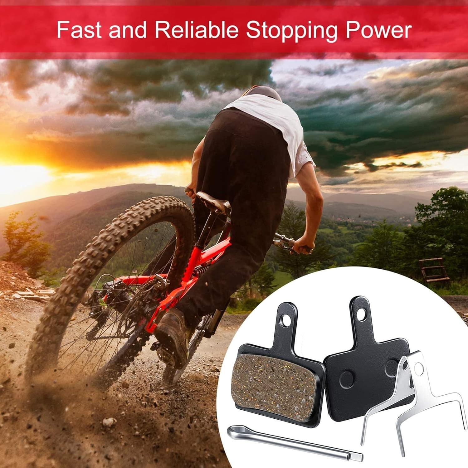 Mountain Bike Brake Pads – 8 Resin Pads for Shimano Tektro Disc Brakes