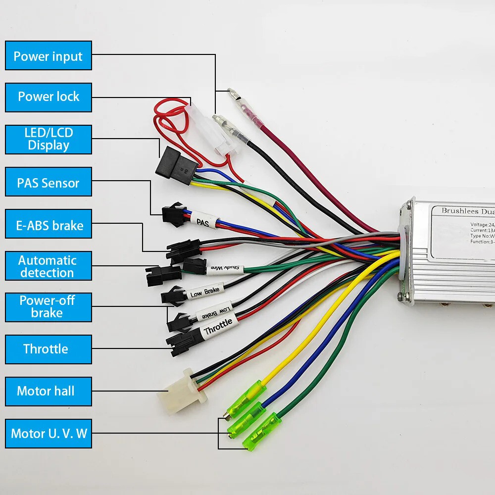E-Bike Controller 250W-350W 24V/36V/48V/60V S886 Display Thumb Throttle SUK