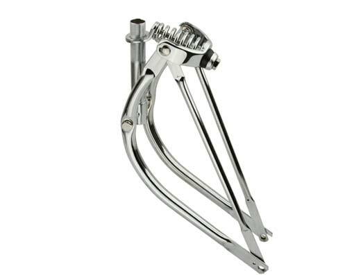 VINTAGE LOWRIDER 20″ CHROME PLATTED HEAVY DUTY BENT SPRING FORK 1″ THREADED.