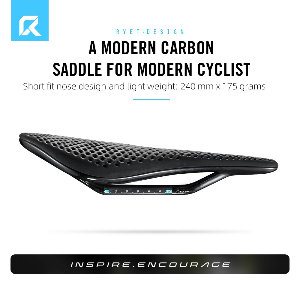 3D Printed Carbon Bike Saddle Carbon Rails 143/155MM for MTB Gravel Road Bike