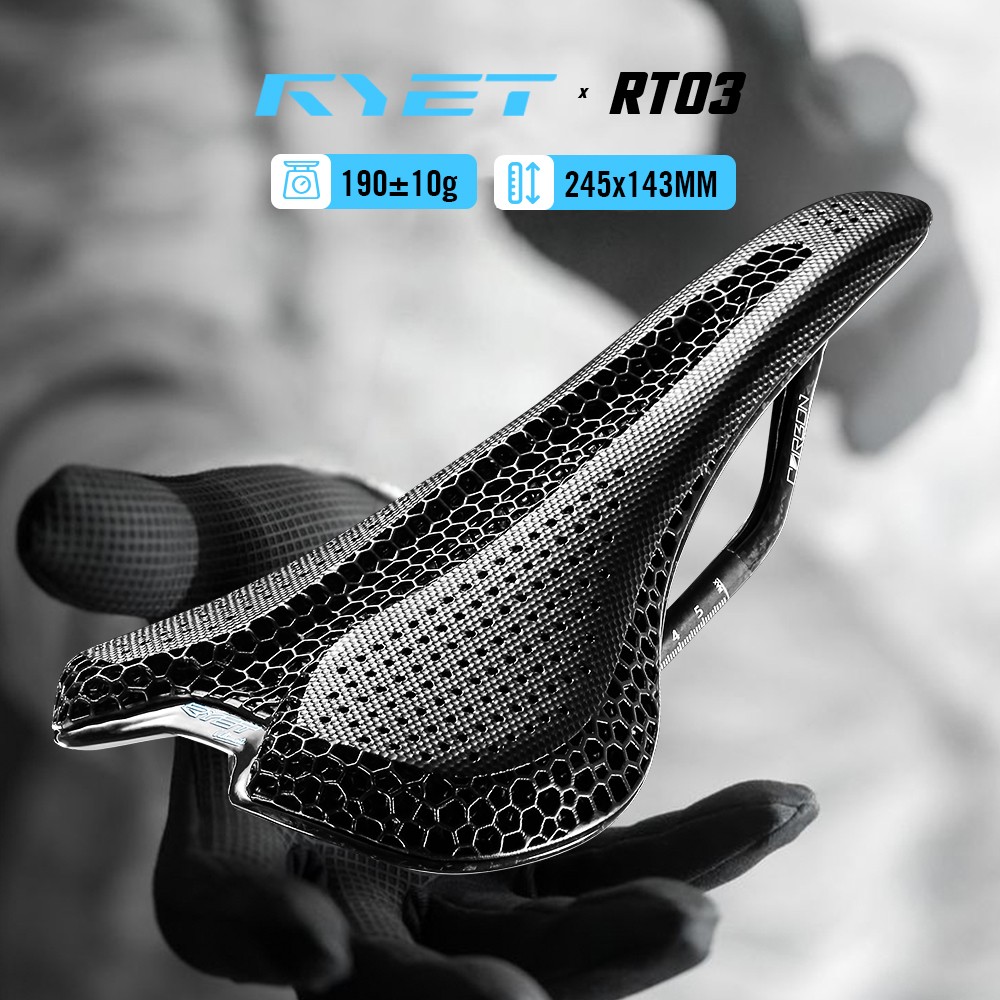 3D Printed Bike Road MTB Saddle Ultralight Full Carbon Fiber Rails Hollow Relief