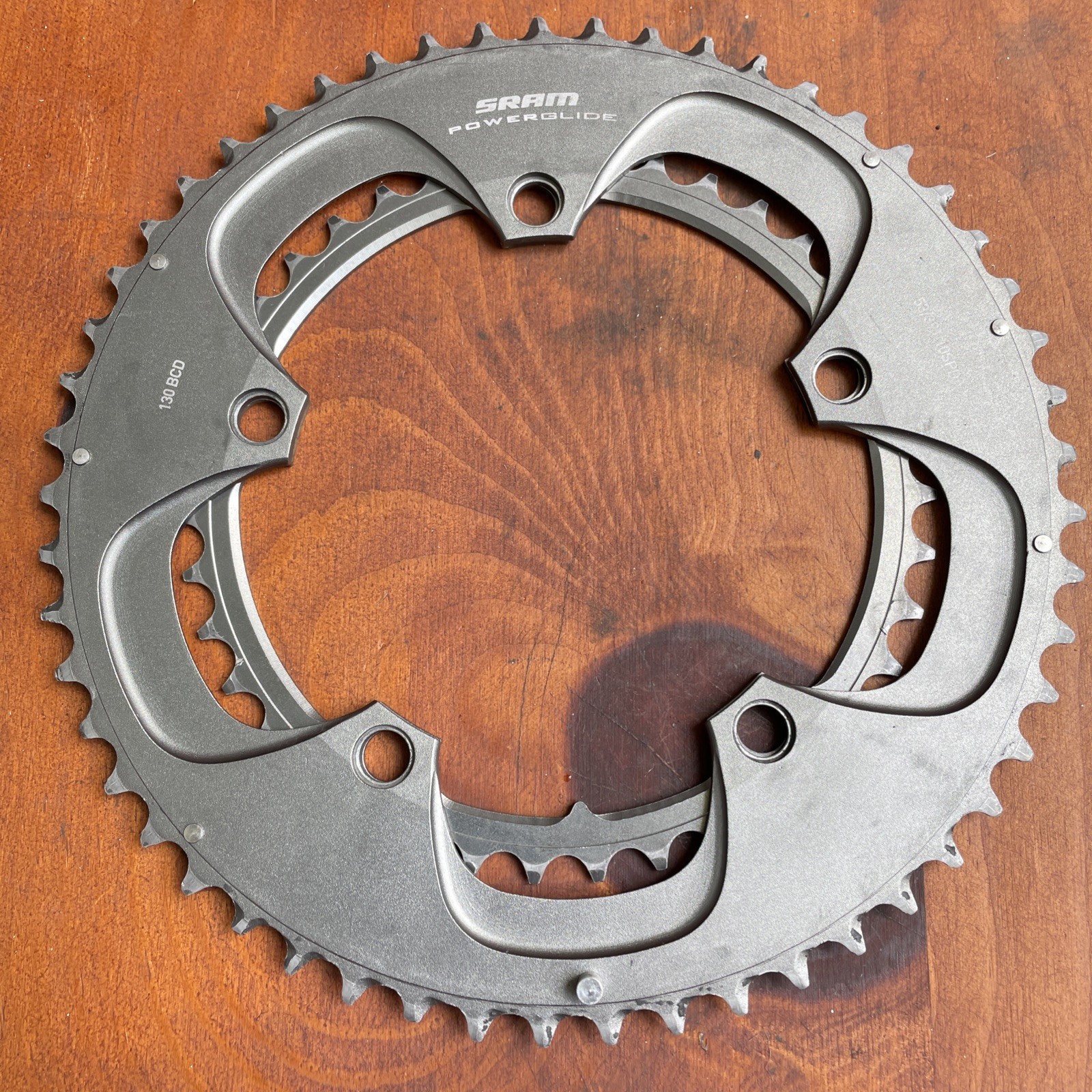 SRAM Powerglide Chainring Set 53/39t x 130mm BCD 10 Speed Gray used GC TAIWAN