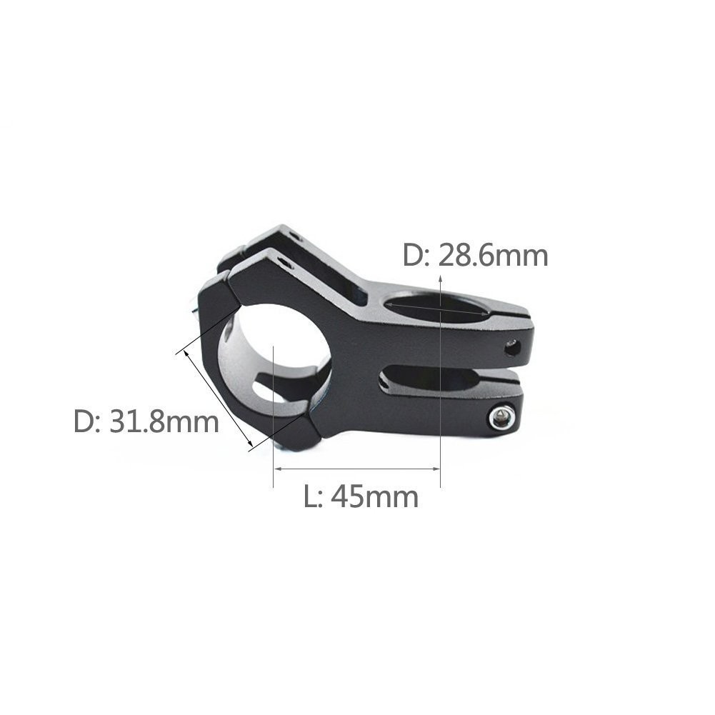 Mountain Bicycle Stem 31.8 x 45mm Short Handlebar Riser Component Part Black