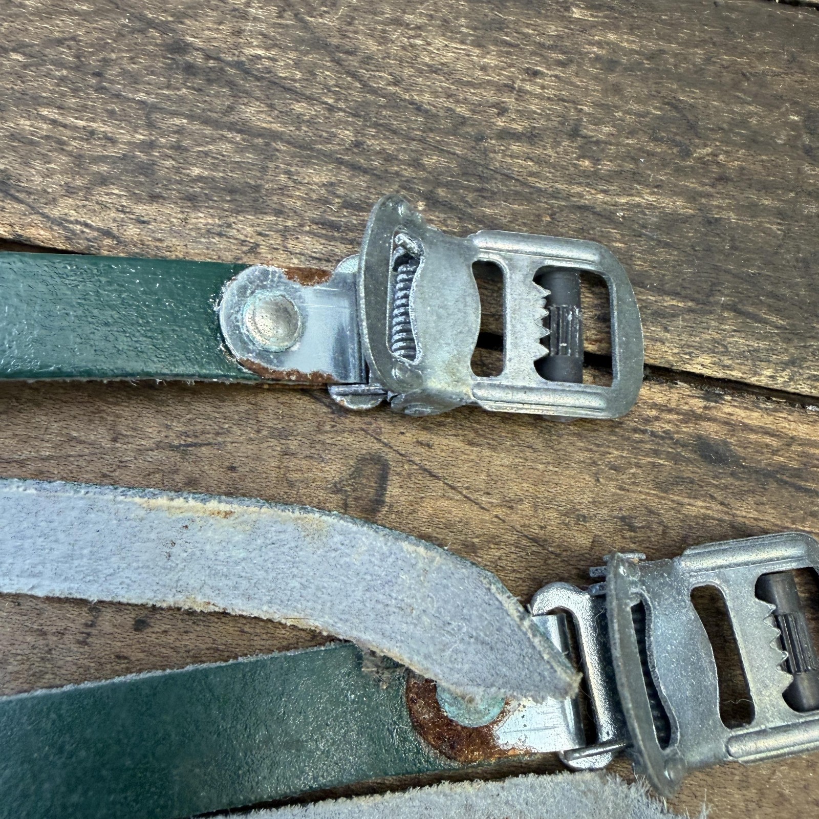 Vintage Balilla Toe Straps Green Leather Pair Road Track Bike Eroica Italy