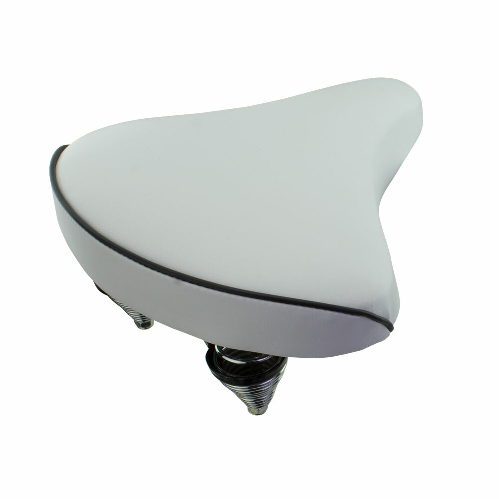 NEW! Standard Vinyl Beach Cruiser Large Saddle Bicycle Seat 209 Bike Seat White