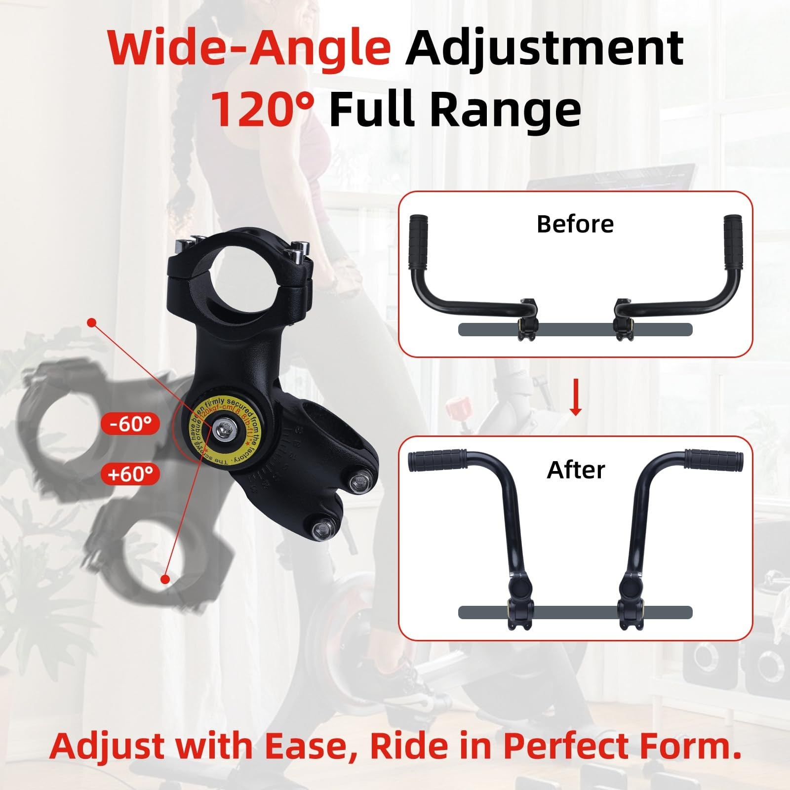 Adjustable Handlebar Extender for Indoor Exercise Bike – Non-Slip Grip Riser, Un