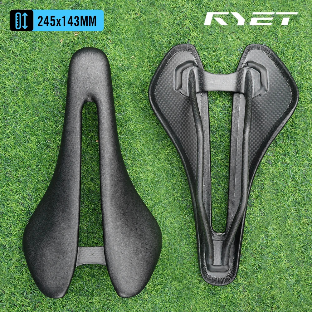 RYET Carbon Bike Saddle 81g/87g Leather Surface Road, MTB & Gravel Racing Seat