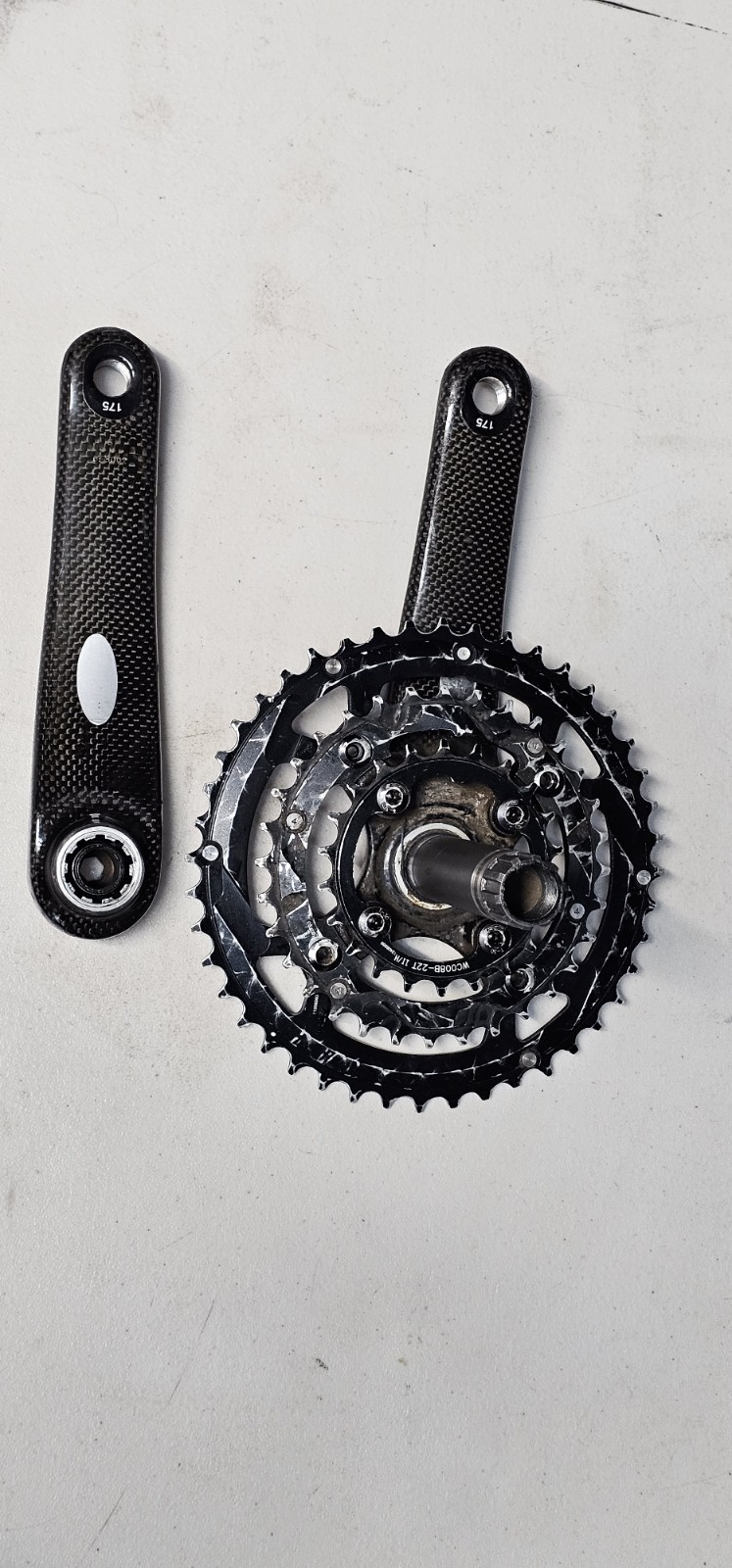 FSA Carbon Pro Team Issue MTB Triple Crankset 175mm Carbon Black w-MegaExo BB