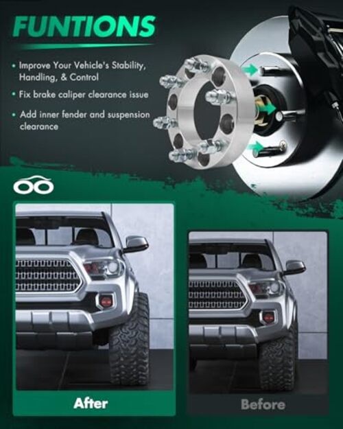 2Pcs 6×5.5 Wheel Spacers 1.5 inch Thread Pitch 14×1.5 Hub Bore 108mm 6 Lug