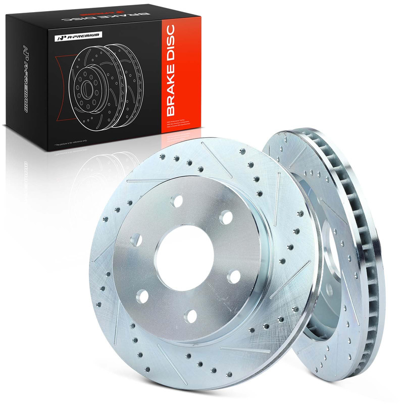 A-Premium 12.01 Inch 305Mm Front Drilled And Slotted Disc Brake Rotors