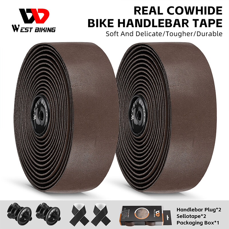 WEST BIKING Genuine Leather Bicycle Handlebar Tape Road Bike Classical Belt
