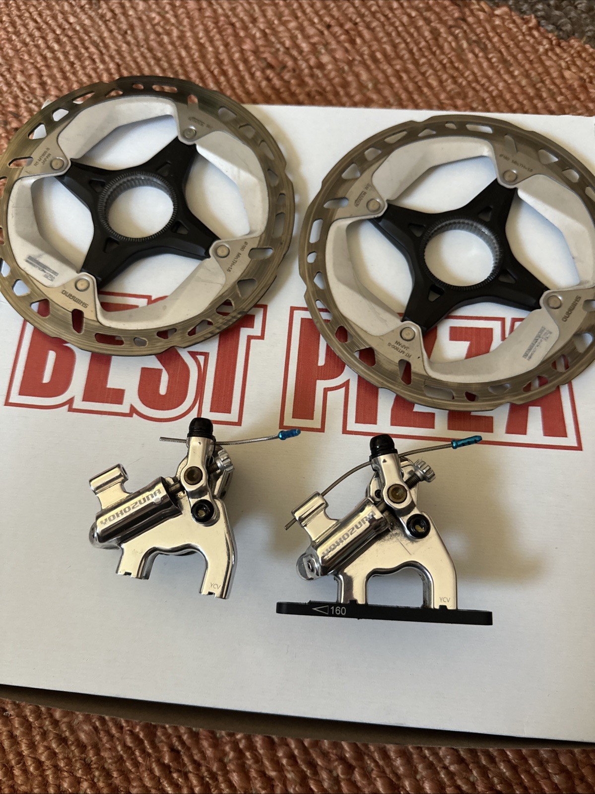 Pre Owned Yokozuna Motoko Flat Mount Disc Brake Set With Shimano Ice Tech Rotors