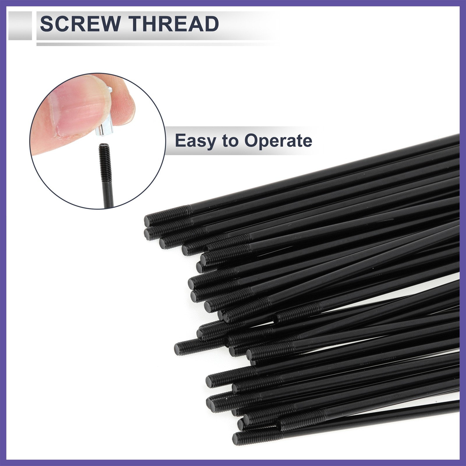 1 Set 12G 127mm Length Bicycle Spokes Nipple Black