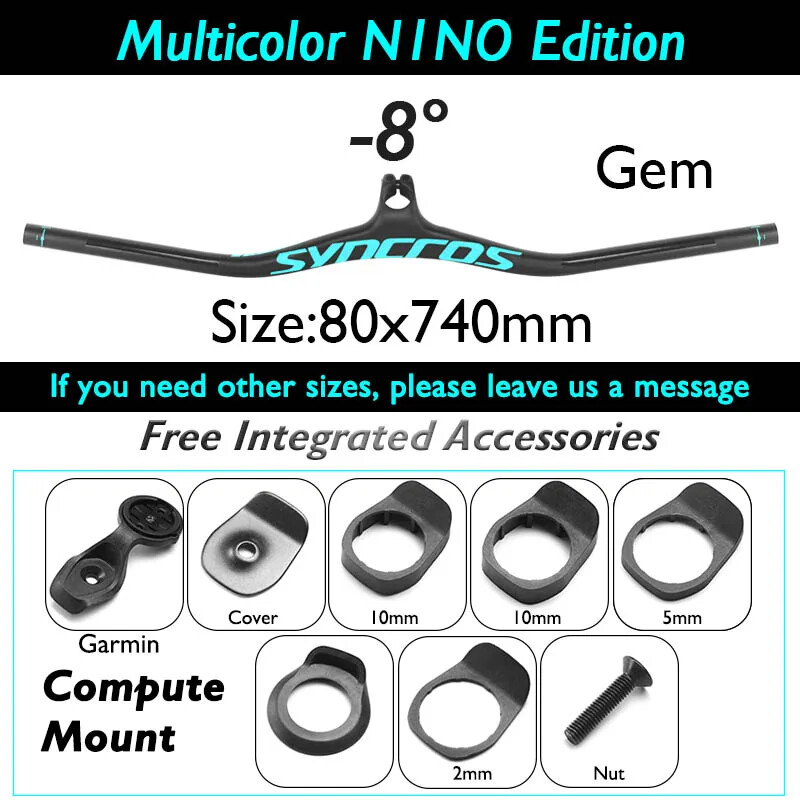 Carbon Integrated MTB Bicycle Handlebar with Stem 60-110mm -8/-17/-25 Degree