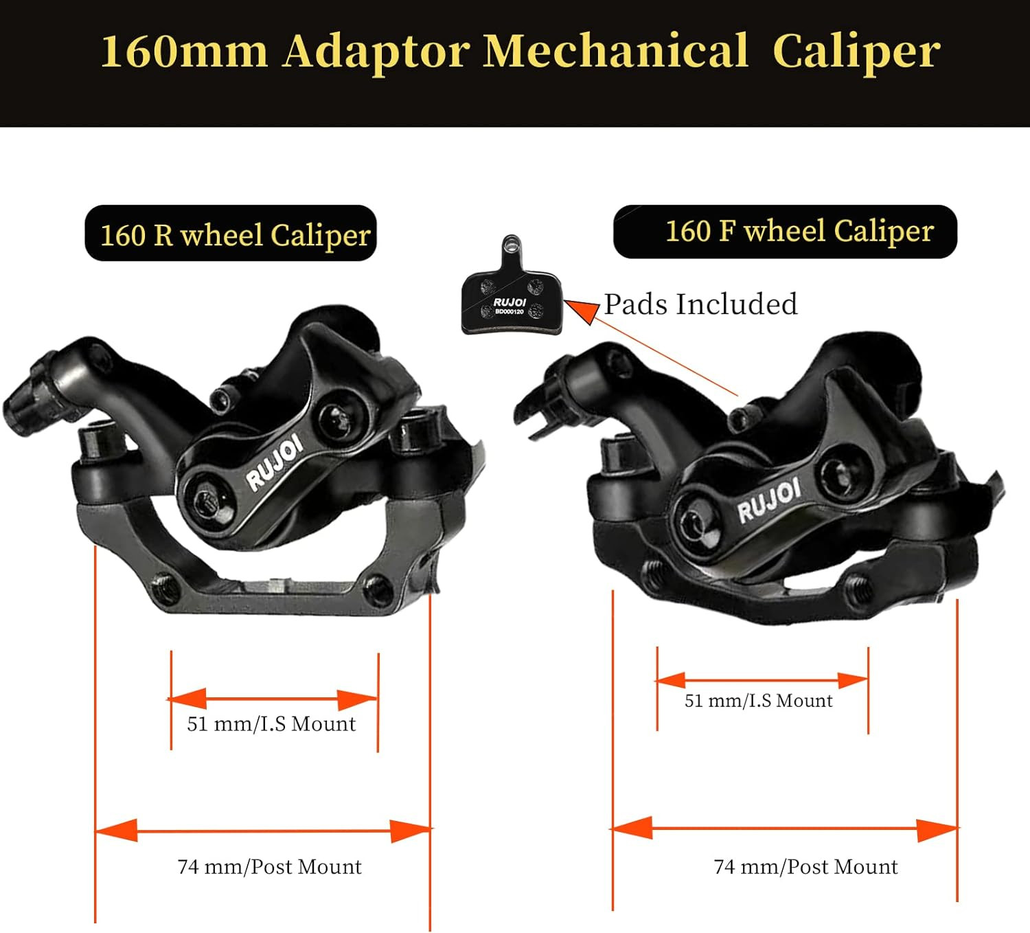 Bike Disc Brake Kit, Aluminum Front and Rear Caliper, Full Aluminum Alloy Bicycl