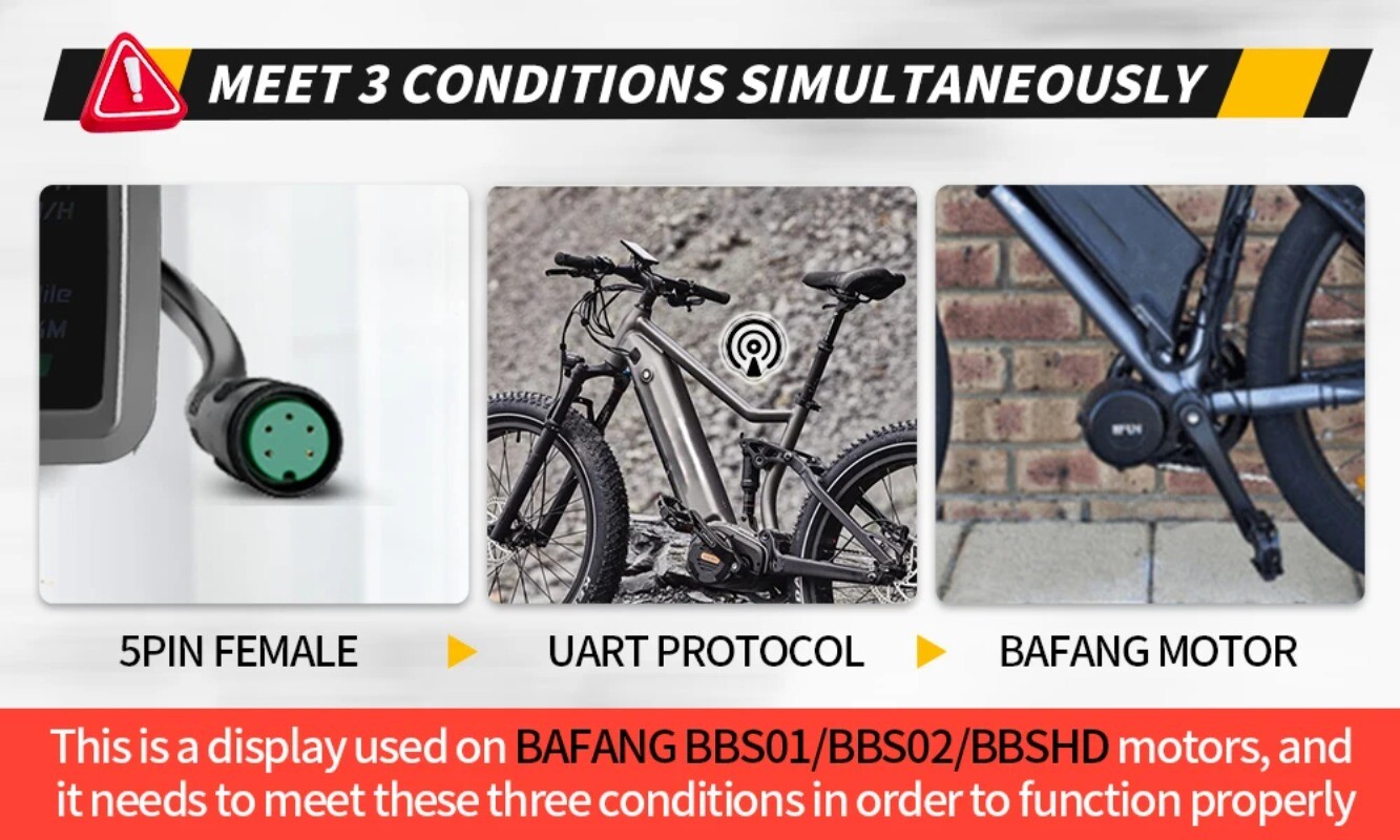 Display E-bike Intelligent LCD Screen Waterproof for BAFANG BBS02B BBS01B BBSHD
