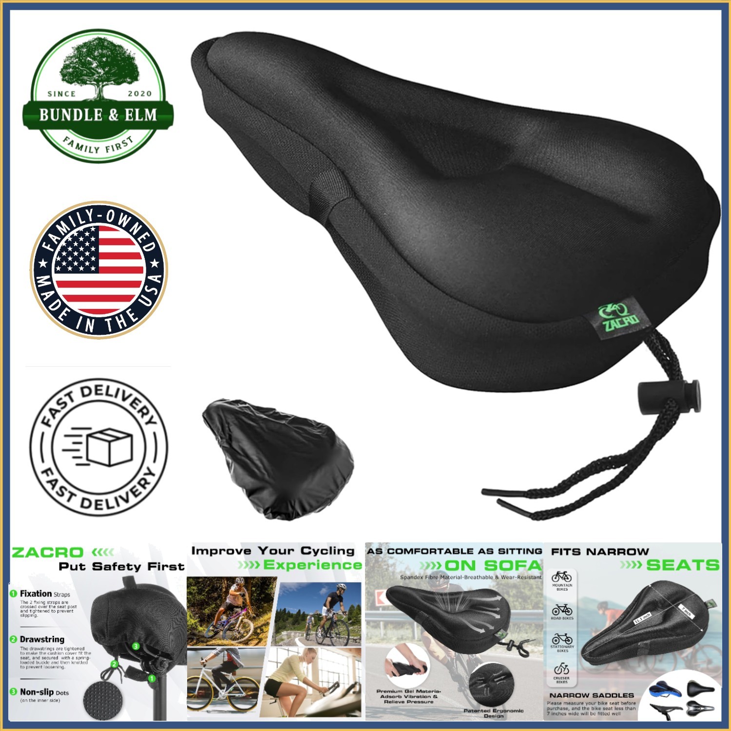 Comfortable Bicycle Seat Cushion, Waterproof Gel Pad for Mountain and Road Bikes