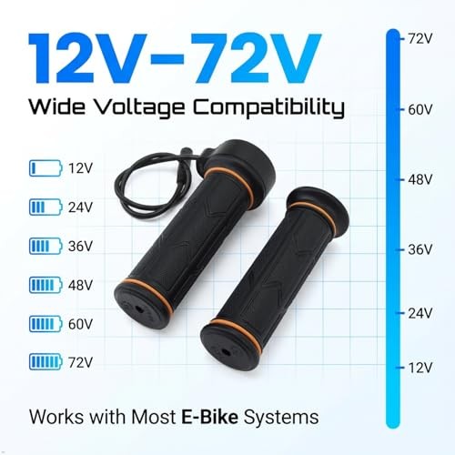 Electric Bike Full Twist Throttle, 12V-72V Waterproof Replacement Handlebar
