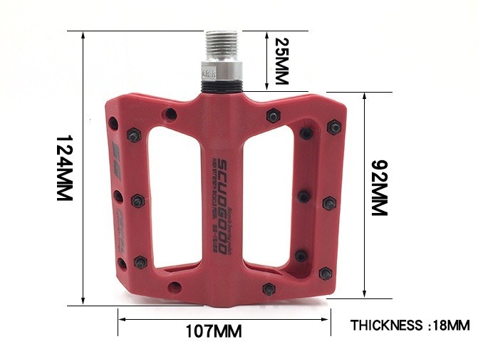 Road MTB Mountain Bike Fixie Bicycle Pedal Bearings Flat Pedals Polyamide Red