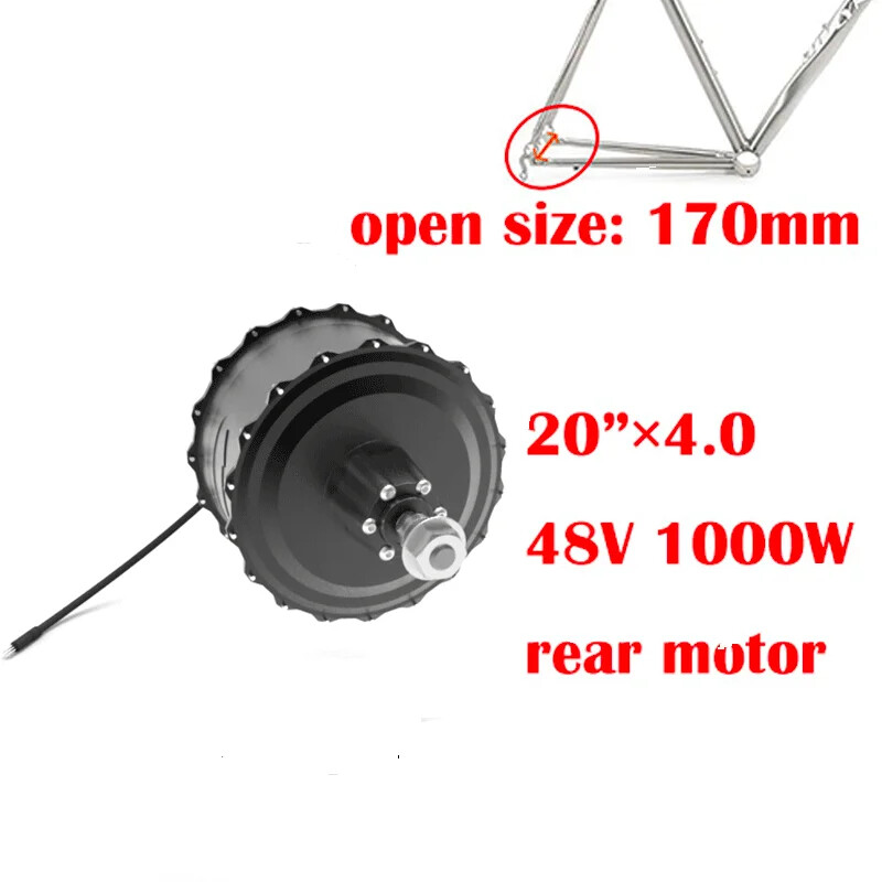 1000W 48V 20 24 26er Snow Ebike Fat Tire Brushless Rear Hub Motor Conversion Kit
