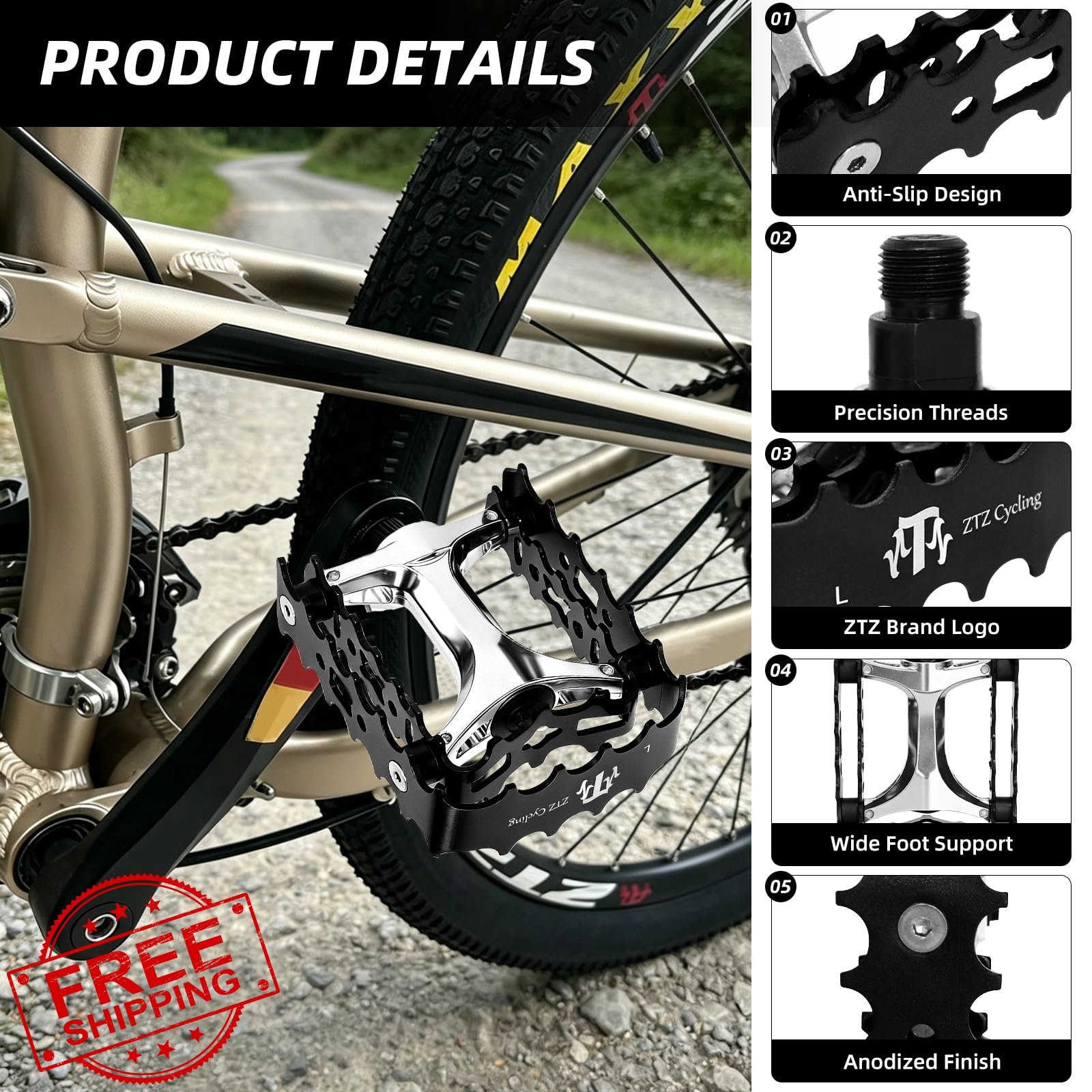 ZTZ Black MTB Pedals