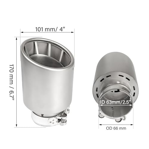 Stainless Steel Bolt-On Exhaust Tip 2.5″ Inlet 4″ Outlet 6.5″ Overall Length