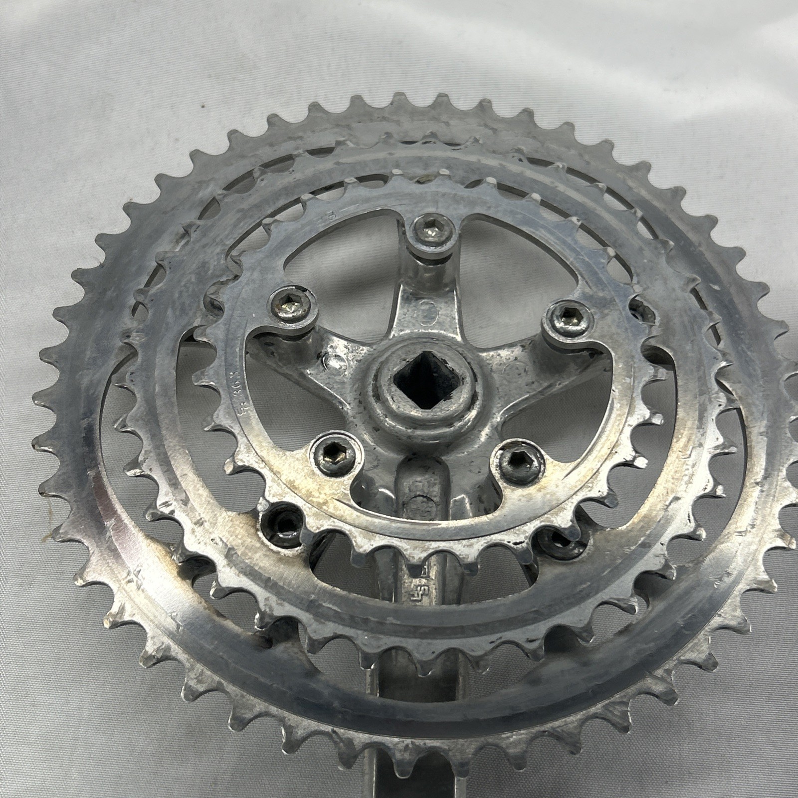 Vintage SR Sakae SA Crankset 175 mm 5-Bolt 110 BCD Square Taper Triple Silver