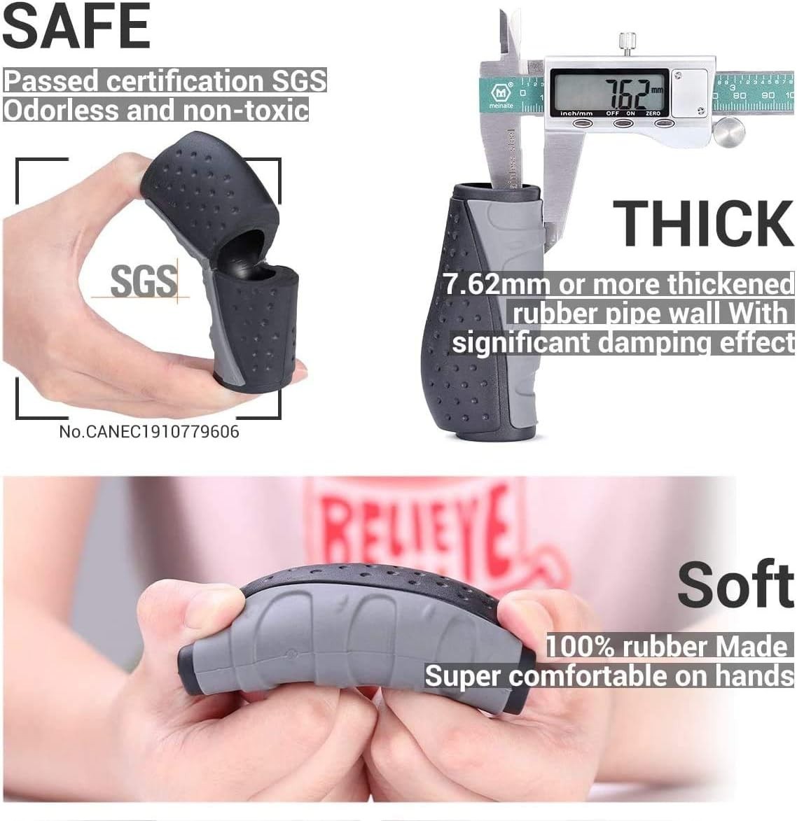 Universal Black & Grey Bike Grips – Comfortable No-Slip Handle for Cyclists