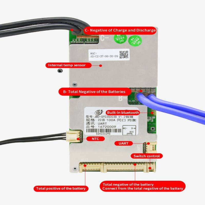 Smart BMS 24V – 60V Lifepo4 40A 50A 80A 100A Lithium 6S 8S 10S 13S 16S 20S 22S