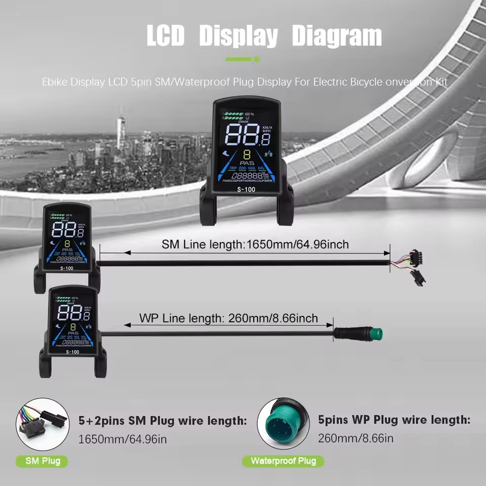 24V-72V Electric LCD Display UART No. 2 Control Panel with NFC Power Speed Meter