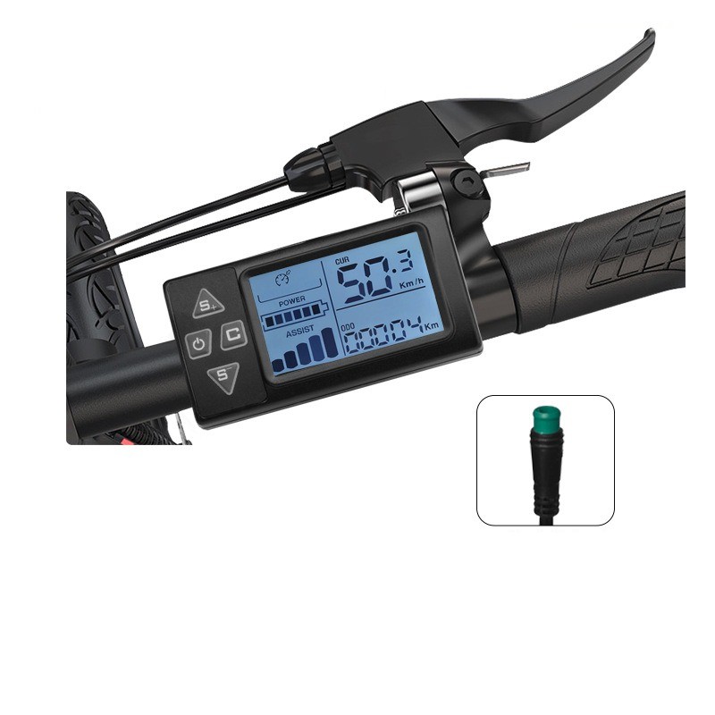 24V/36V/48V E-Bike S861 LCD Meter SM Waterproof plug Battery&Speed Display