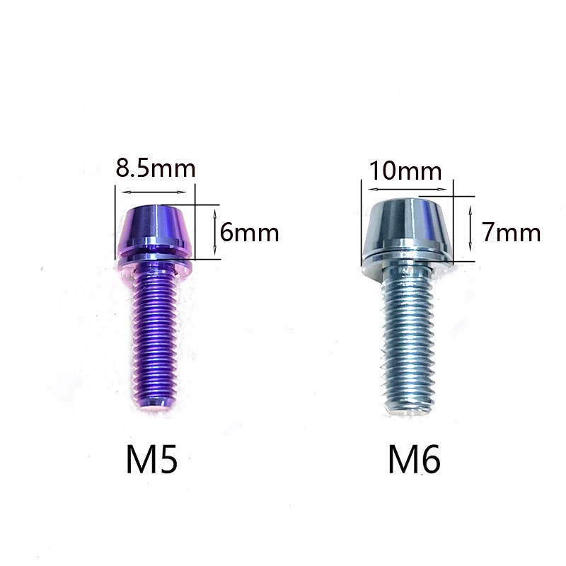 Titanium Bolt M5x16 18 20 25mm Taper Hex Head with Washer Ti Screw for Bike Stem