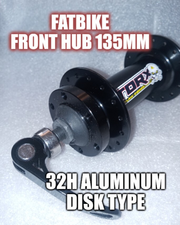 Fat bike front hub 135mm 32 hole, aluminum QR disc type with Skewer.