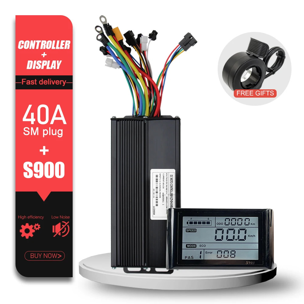 Ebike Sine Wave Controller 40A Three-Mode 36/48/52V with S866 LCD Color Display