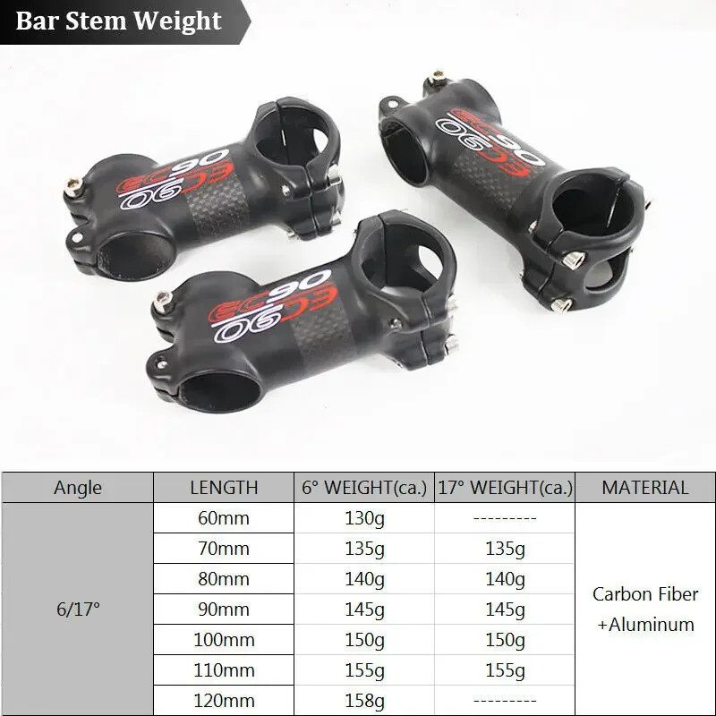 31.8mm Mountain Bike Handlebar Stem 6/17degrees 60-120mm Cycling Accesorios