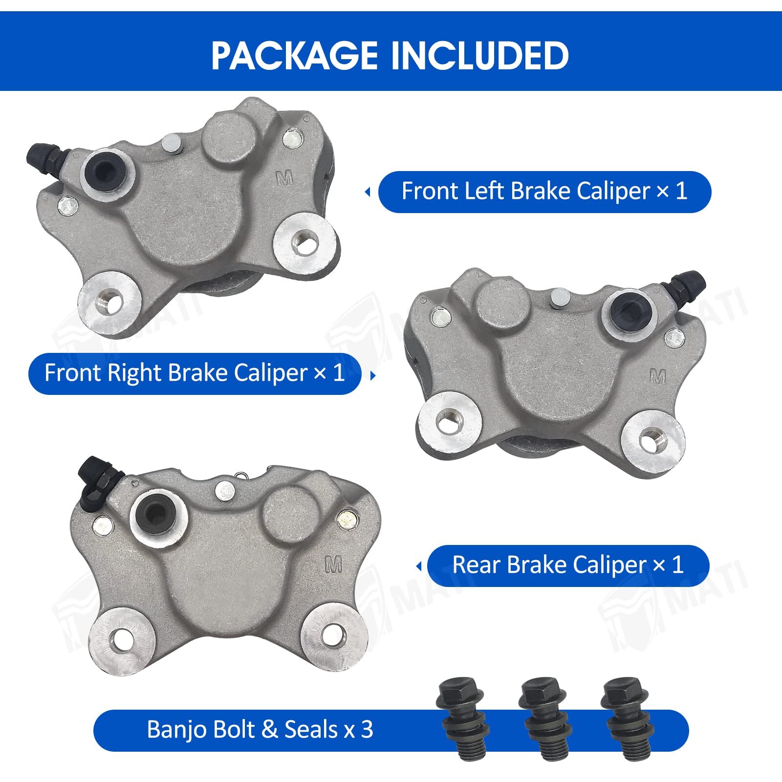 Front and Rear Brake Calipers with Pads for Arctic Cat ATV Multiple Models