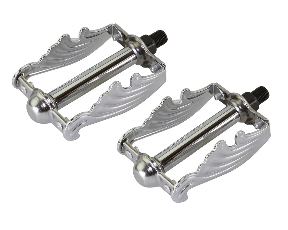 NEW! VINTAGE LOWRIDER BICYCLE STEEL WING PEDALS 1/2 IN CHROME.