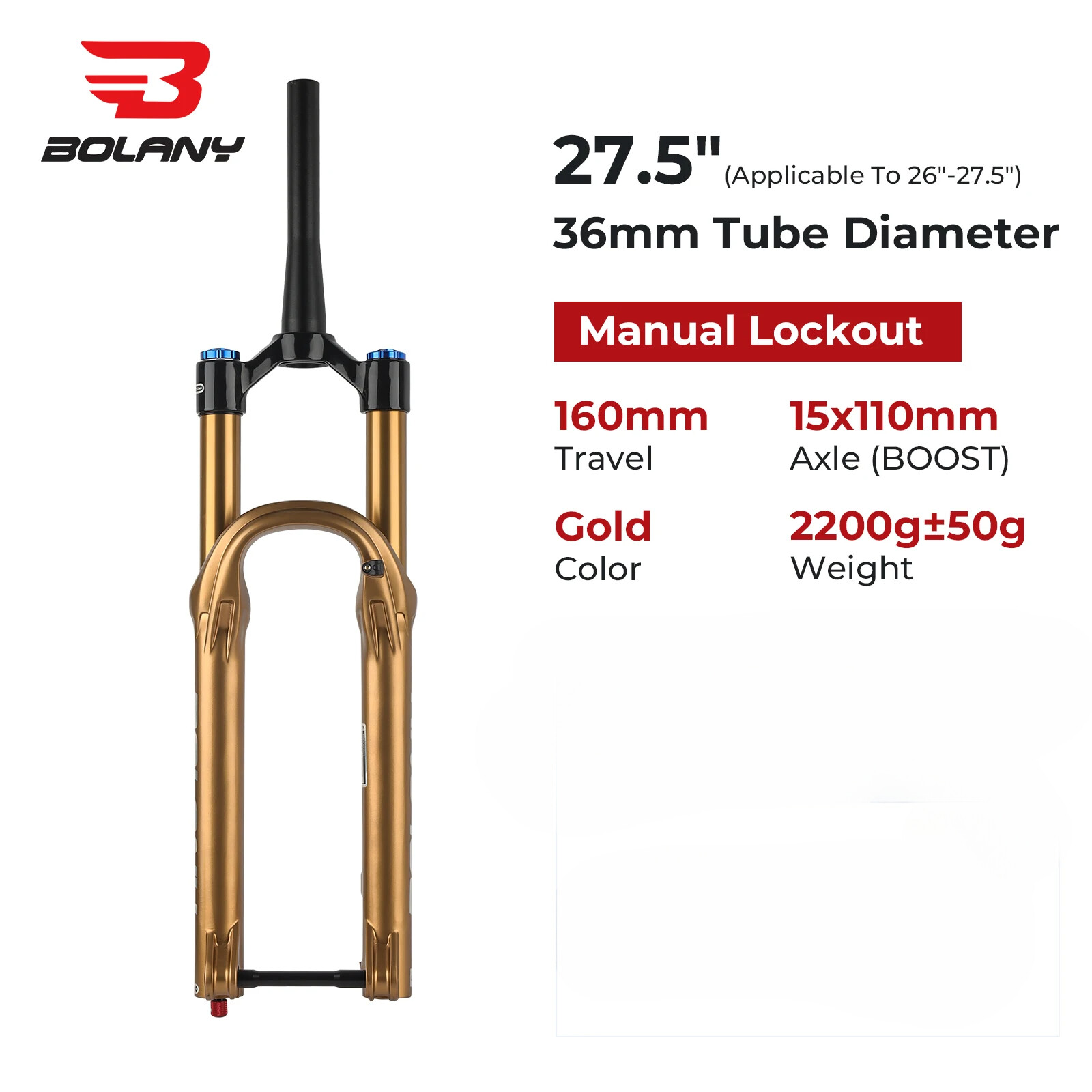 27.5/29Inch Boost Air Suspension Fork 160mm Travel MTB Damping Adjustable Fork