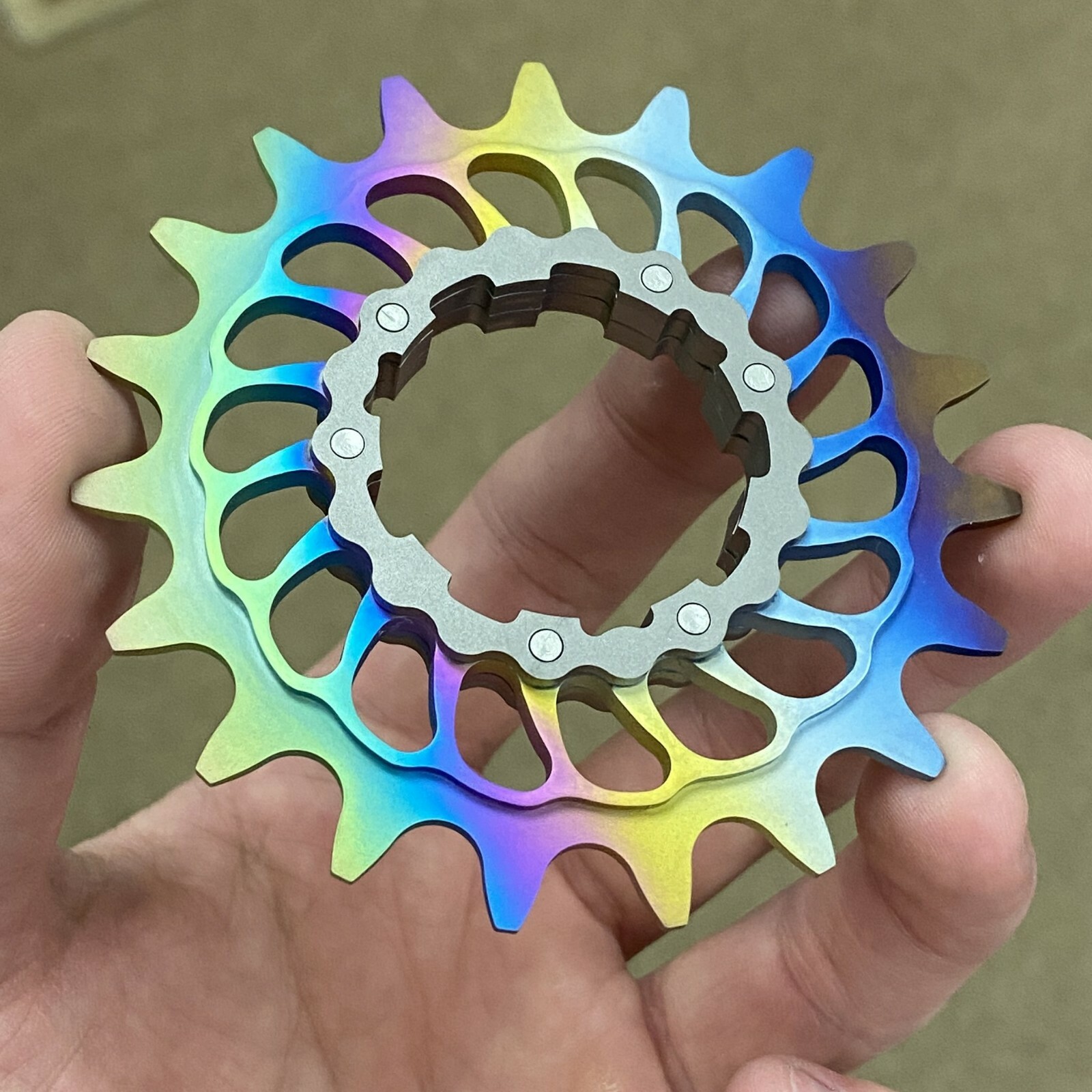 Boone Titanium Single Speed Double Step Cog Shimano HG Tooth Linear Rainbow USA