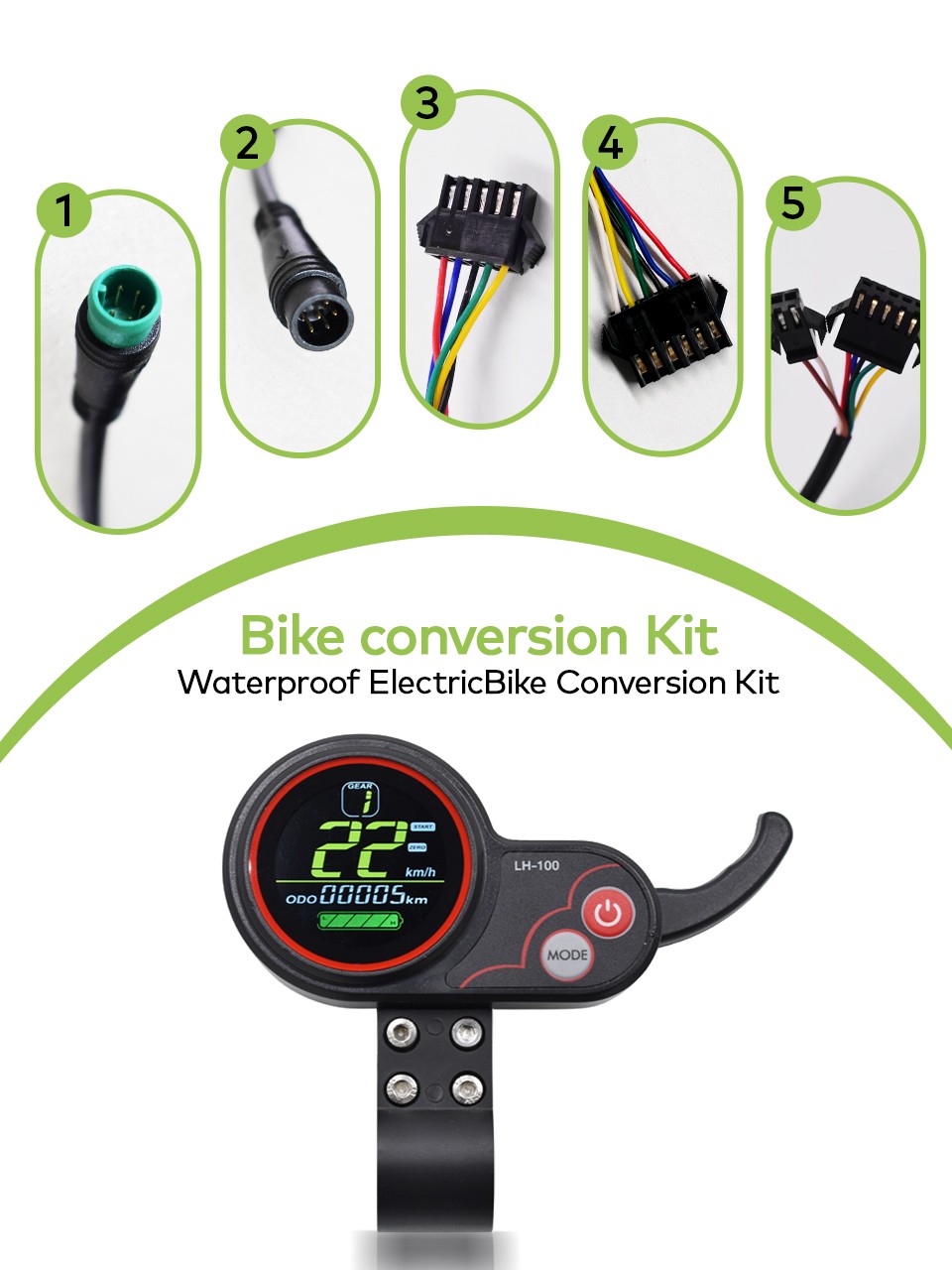 UART2 Sleek LH100 Ebike Display with Connectivity Waterproof Cycling Accessories