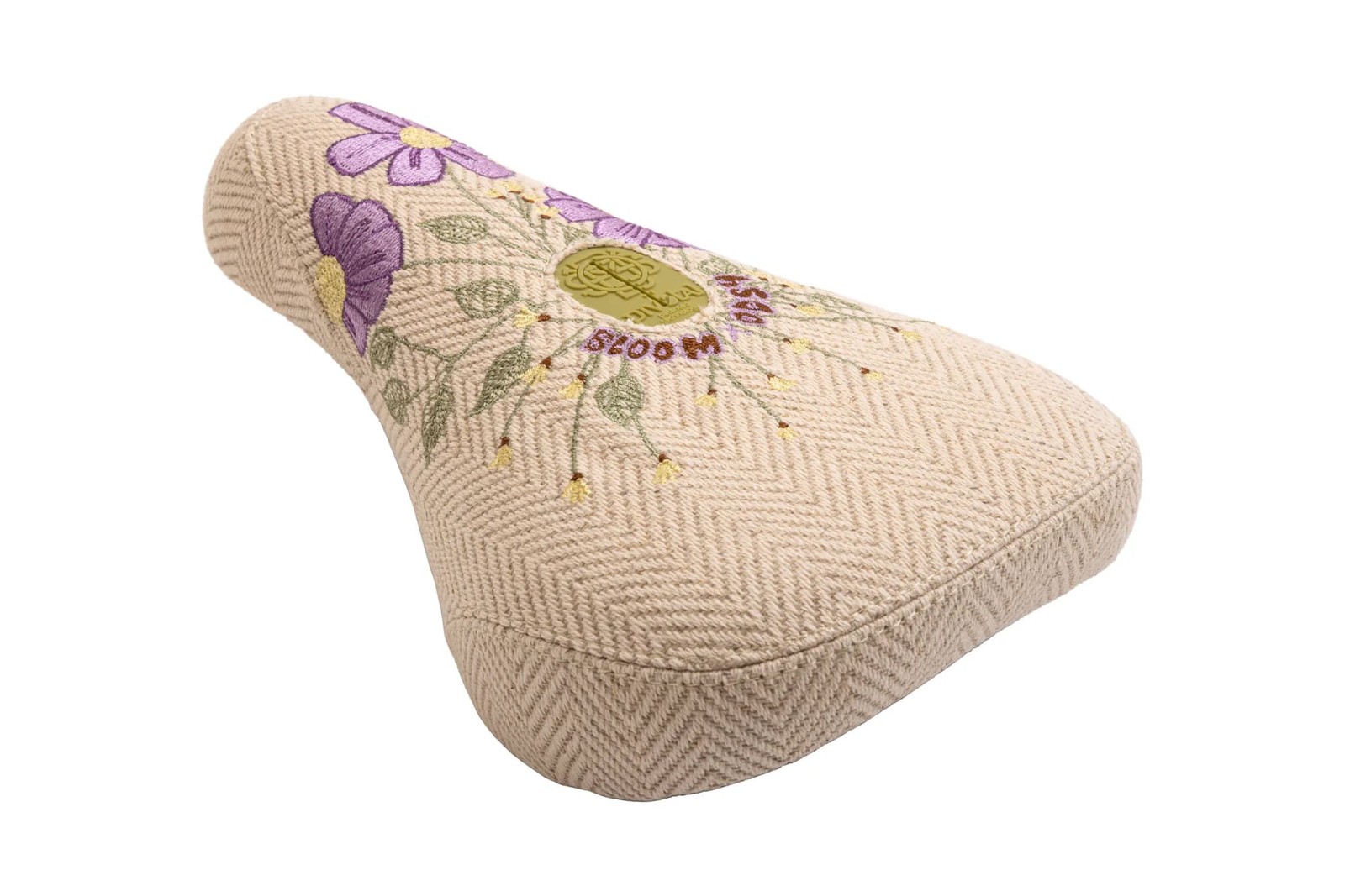ODYSSEY x Bloom Fat Pivotal BMX Saddle – 241x139mm Cream Corduroy/Flowers